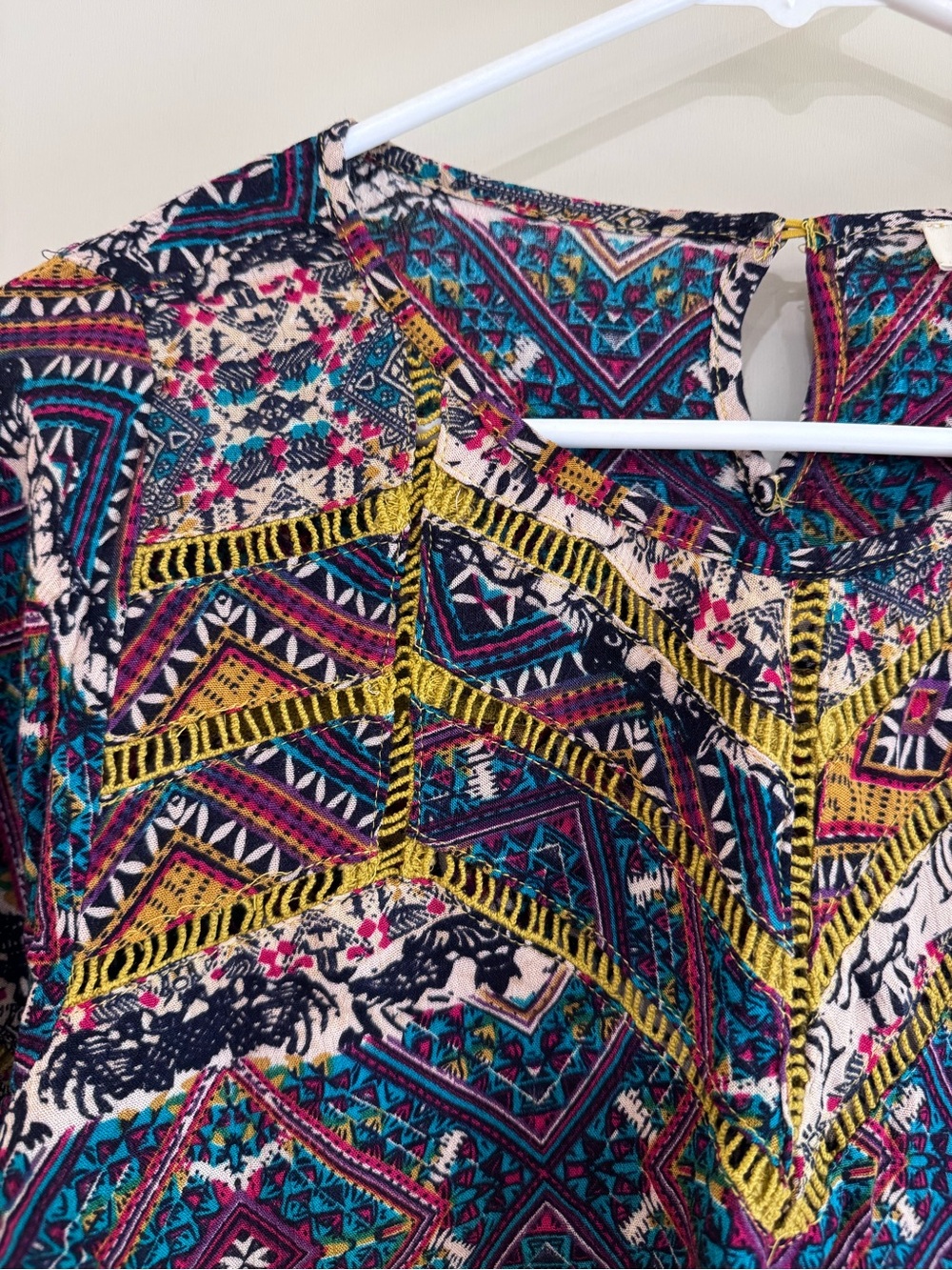 Vibrant Patterned Blouse - Chartreuse & Teal